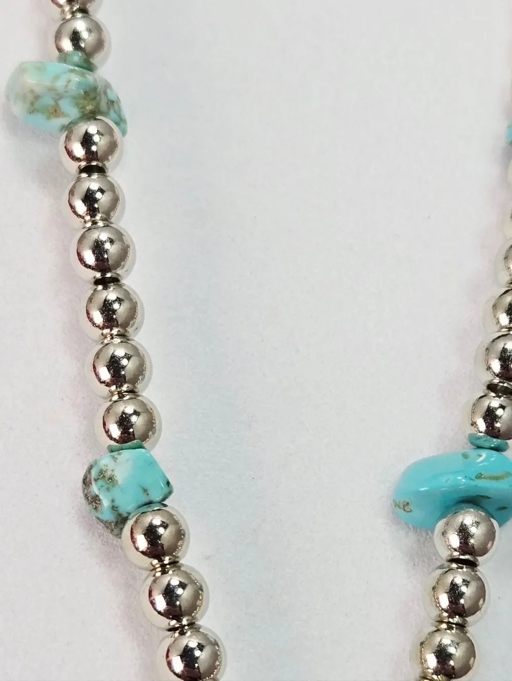 Western Steer Skull Necklace Turquoise Chip Beaded Chain Bull Head Festival Glam